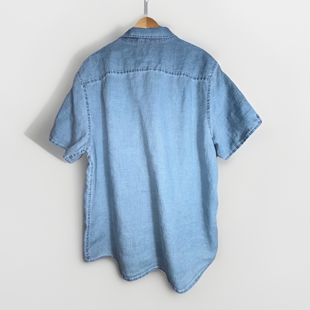 Tommy Bahama Button-Down Shirt Size XL 100% Linen Blue Chambray Short Sleeve - Picture 4 of 6